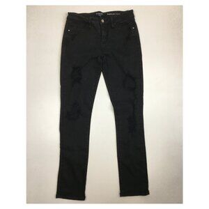 BEBE Black Wash HEARTBREAKER Distressed Ripped 5 Pocket Slim Fit Skinny Jeans